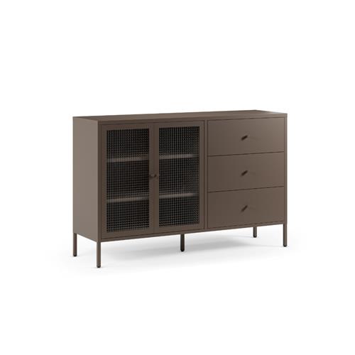 APARADOR LAYNA 2P3C 140CM MOCA PUERTA CRISTAL