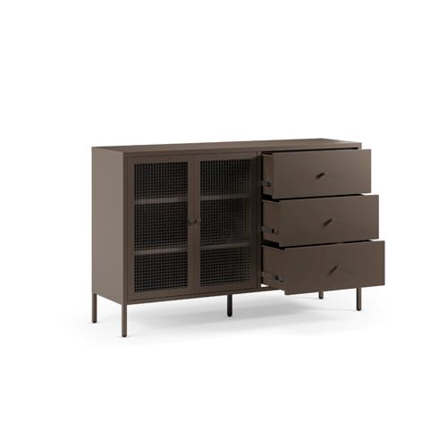 APARADOR LAYNA 2P3C 140CM MOCA PUERTA CRISTAL