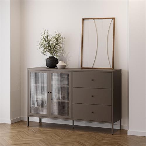 APARADOR LAYNA 2P3C 140CM MOCA PUERTA CRISTAL