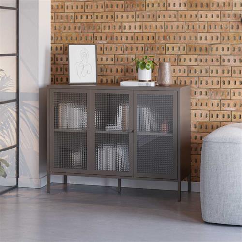 APARADOR LAYNA 3P 120 CM MOCA PUERTA CRISTAL