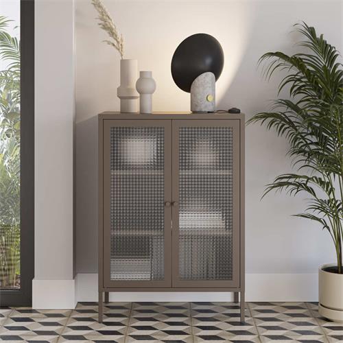 MUEBLE AUX. BAJO LAYNA 2P 70 MOCA PUERTA CRISTAL