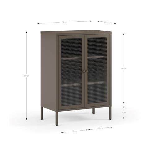 MUEBLE AUX. BAJO LAYNA 2P 70 MOCA PUERTA CRISTAL