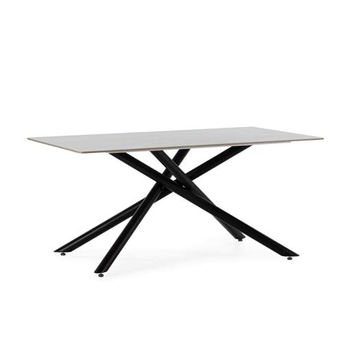 MESA RECT. SAKI 160CM GRIS PIE NEGRO