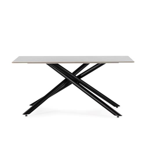 MESA RECT. SAKI 160CM GRIS PIE NEGRO
