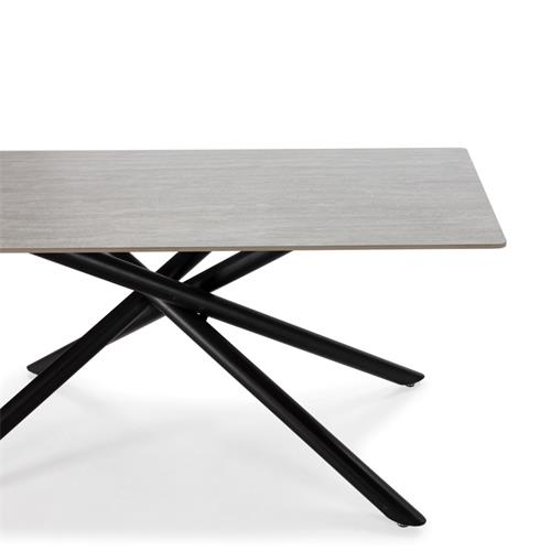 MESA RECT. SAKI 160CM GRIS PIE NEGRO