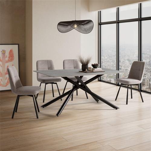 MESA RECT. SAKI 160CM GRIS PIE NEGRO