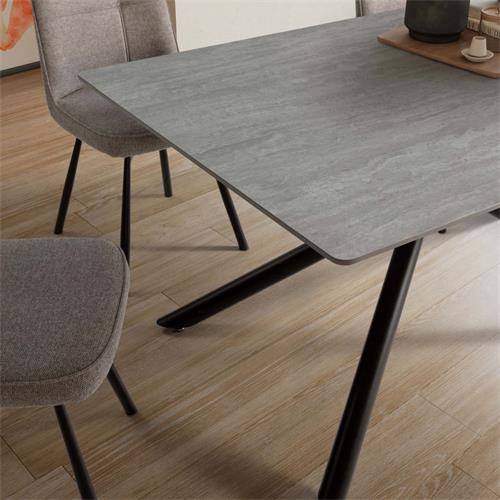MESA RECT. SAKI 160CM GRIS PIE NEGRO