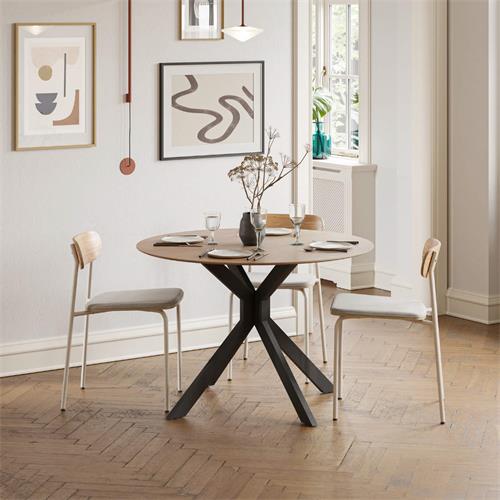 MESA REDONDA PLEG. AVIA 110CM ROBLE P/METAL