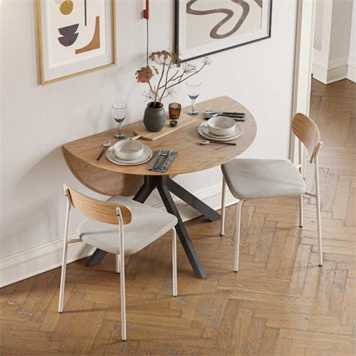 MESA REDONDA PLEG. AVIA 110CM ROBLE P/METAL