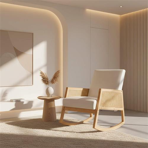 BUTACA MECEDORA MOD. PORTIA TELA BEIGE