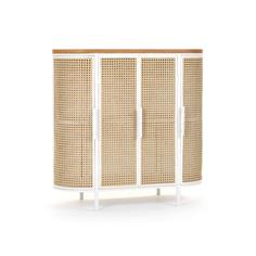 MUEBLE AUXILIAR SAYA EST. METAL BLANCA MADERA NATU