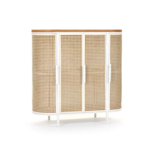 MUEBLE AUXILIAR SAYA EST. METAL BLANCA MADERA NATU