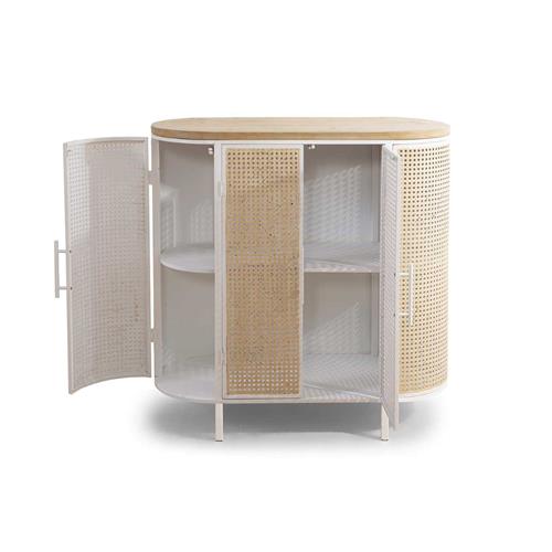 MUEBLE AUXILIAR SAYA EST. METAL BLANCA MADERA NATU