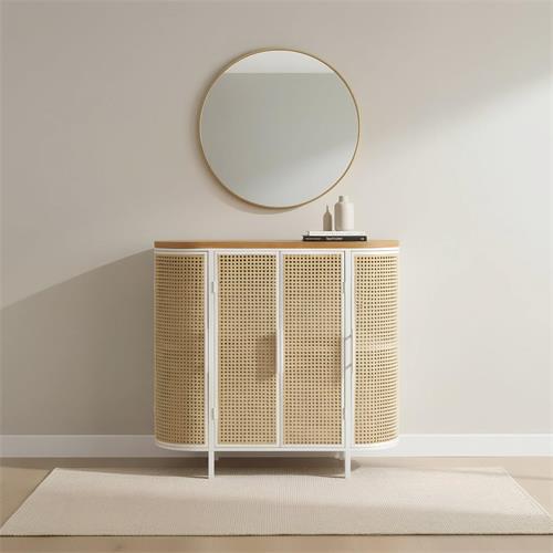 MUEBLE AUXILIAR SAYA EST. METAL BLANCA MADERA NATU
