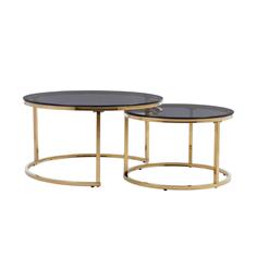 SET MESAS CENTRO HENAR CRISTAL PATA DORADA