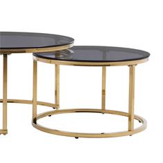 SET MESAS CENTRO HENAR CRISTAL PATA DORADA 2