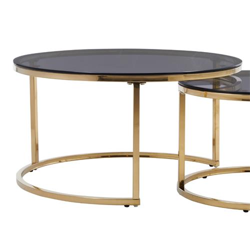SET MESAS CENTRO HENAR CRISTAL PATA DORADA