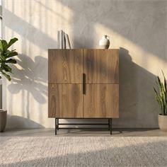 MUEBLE AUX ALTO ELDIA 4P ROBLE-UD PATA METAL