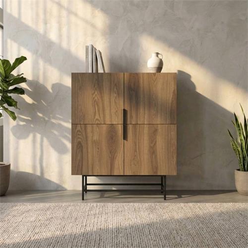 MUEBLE AUX ALTO ELDIA 4P ROBLE-UD PATA METAL