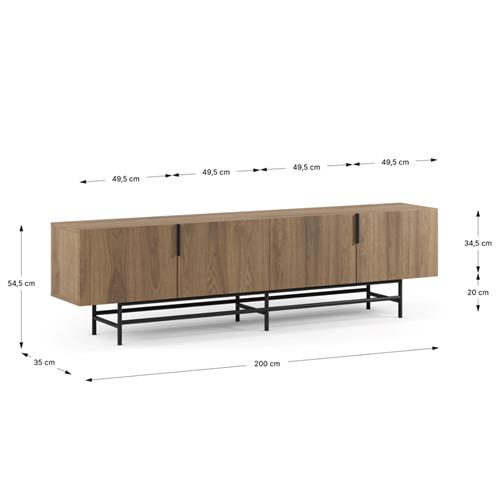 MUEBLE TV ELDIA 4P 200CM. ROBLE-UD PATA METAL