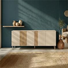 APARADOR MARINA 4P 180 CM CREMA/SEPET PIE CREMA