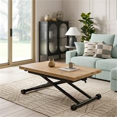 MESA CENTRO EXP. ELEVABLE ESKEL TAPA ROBLE P/NEGRA