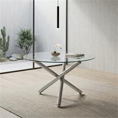 MESA COMEDOR RED. 110 BIANCA T/CRISTAL P/CROMO