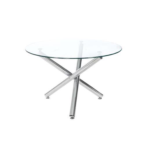 MESA COMEDOR RED. 110 BIANCA T/CRISTAL P/CROMO
