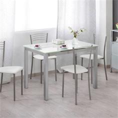 MESA COCINA CAMERON CRISTAL BLANCO EST. METÁLICA