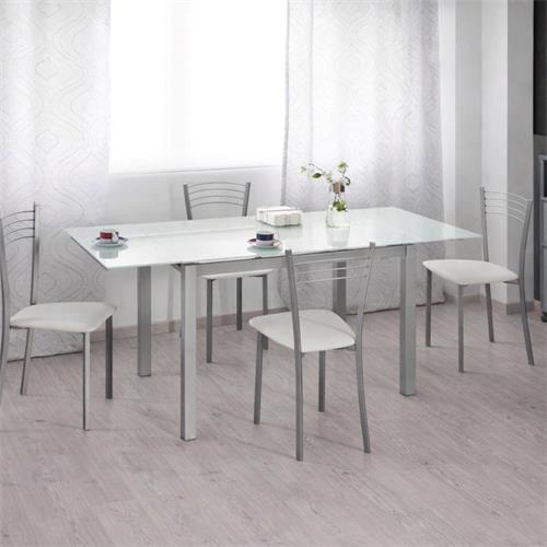 MESA COCINA CAMERON CRISTAL BLANCO EST. METÁLICA