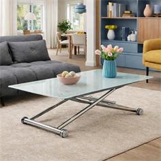 MESA CENTRO ELEVABLE SAVILA CRISTAL BLANCO
