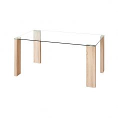 MESA COMEDOR FIJA VALENTINA T/CRISTAL P/MADERA