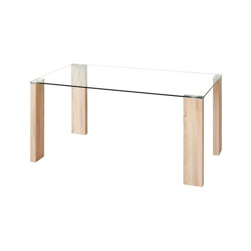 MESA COMEDOR FIJA VALENTINA T/CRISTAL P/MADERA