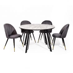 MESA COMEDOR FIJA ATIRA IMI MARMOL P/MET. NEGRO