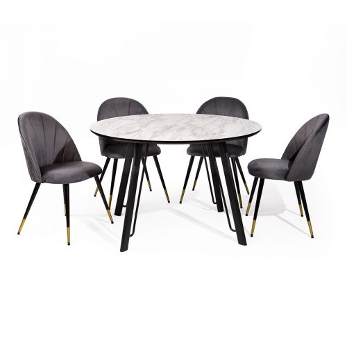 MESA COMEDOR FIJA ATIRA IMI MARMOL P/MET. NEGRO