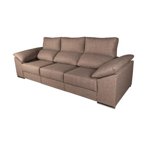SOFA 3PL. AMORGOS TELA MARRON
