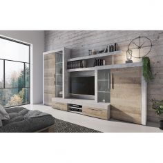 COMPOSICION LONDON GRIS ESTUCO/ROBLE LEDS