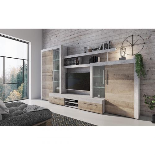 COMPOSICION LONDON GRIS ESTUCO/ROBLE LEDS