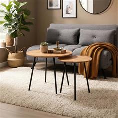 SET 2 MESAS AUX. ASAMA MDF ROBLE P/NEGRO