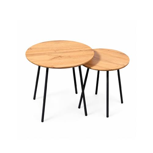 SET 2 MESAS AUX. ASAMA MDF ROBLE P/NEGRO