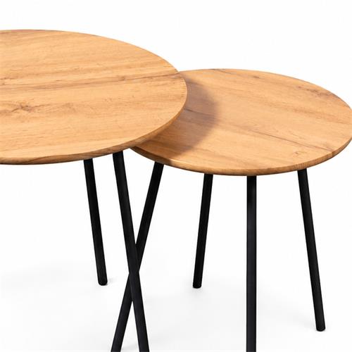SET 2 MESAS AUX. ASAMA MDF ROBLE P/NEGRO