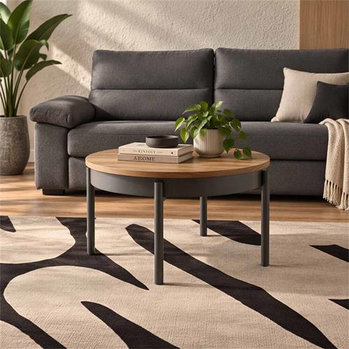 MESA CENTRO ELEV. P.CILINDRO M836 T-NOGAL-NEGRO